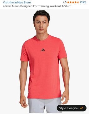 adidas Coral Red Short Sleeve Training Tee